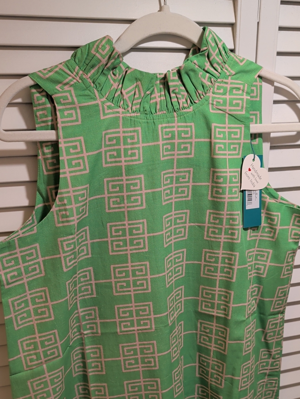 Chic N Greek Yuliia Swing Dress, Green And Pink Resort Wear